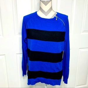 Michael Kors Blue and Black Striped Sweater